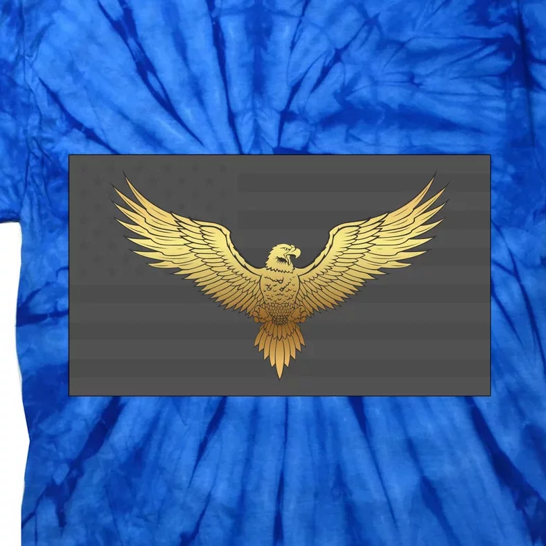 Gold American Eagle On Flag Tie-Dye T-Shirt