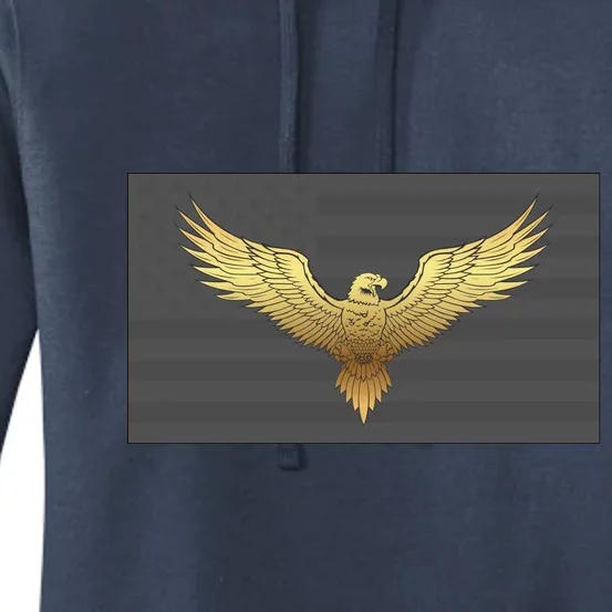 Gold American Eagle On Flag Women's Pullover Hoodie