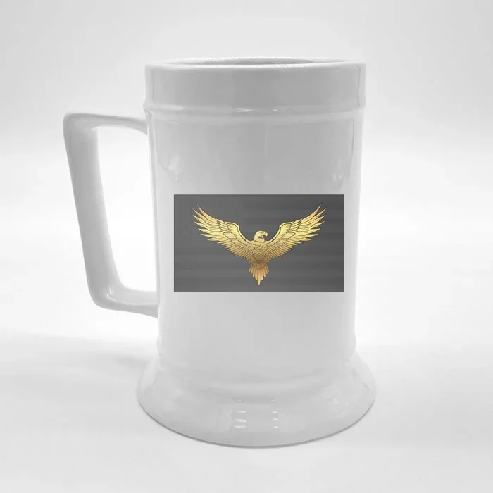 Gold American Eagle On Flag Front & Back Beer Stein