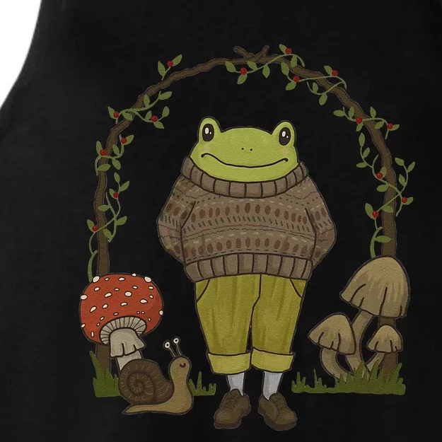 Goblincore Aesthetic Frog Mushroom Cottagecore Dark Academia Ladies Tri-Blend Wicking Tank