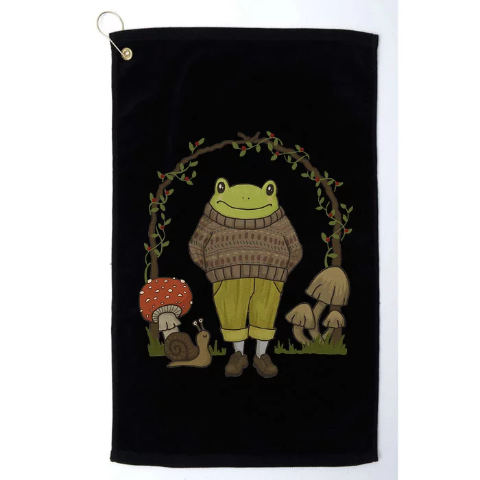 Goblincore Aesthetic Frog Mushroom Cottagecore Dark Academia Platinum Collection Golf Towel