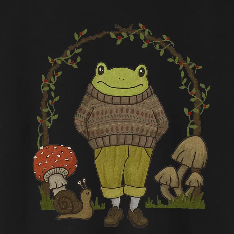 Goblincore Aesthetic Frog Mushroom Cottagecore Dark Academia Women's Crop Top Tee