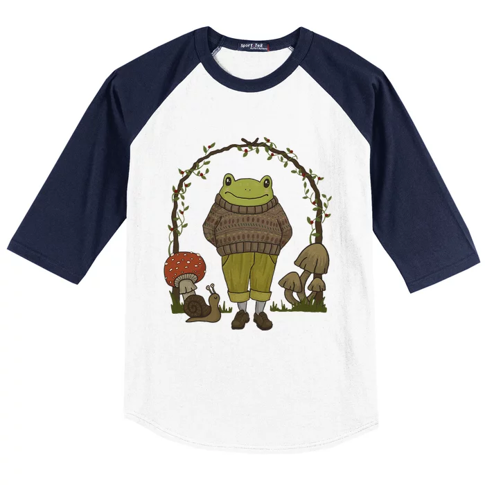 Goblincore Aesthetic Frog Mushroom Cottagecore Dark Academia Baseball Sleeve Shirt