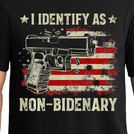 Gun American Flag Funny I Identify As Non-Bidenary Pajama Set