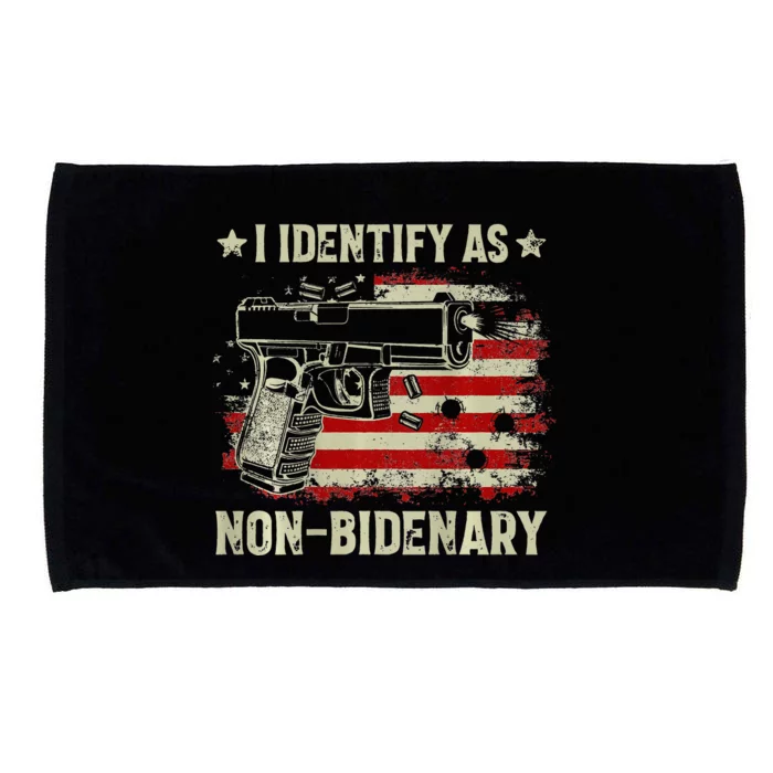 Gun American Flag Funny I Identify As Non-Bidenary Microfiber Hand Towel