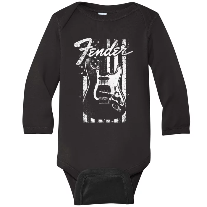 Guitar American Flag Backdrop Baby Long Sleeve Bodysuit