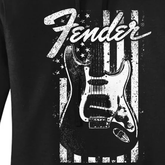 Guitar American Flag Backdrop Women's Pullover Hoodie