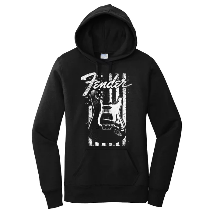 Guitar American Flag Backdrop Women's Pullover Hoodie