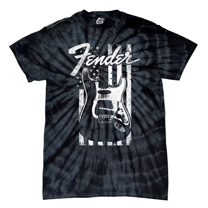 Guitar American Flag Backdrop Tie-Dye T-Shirt