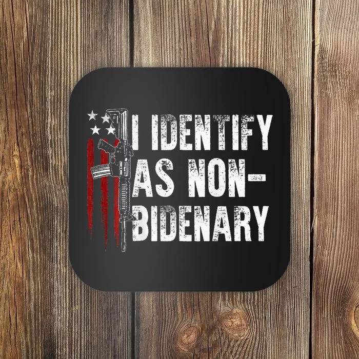 Gun American Flag I Identify As Nonbidenary Coaster