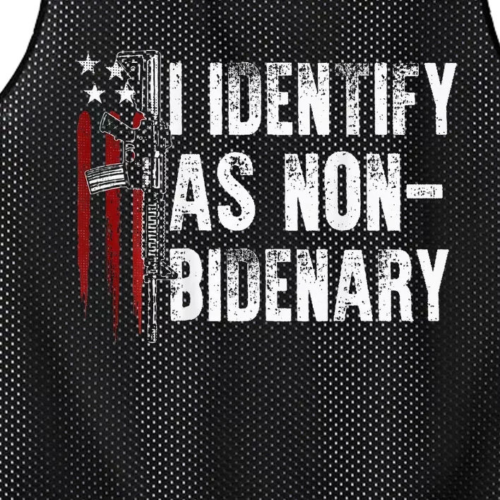 Gun American Flag I Identify As Nonbidenary Mesh Reversible Basketball Jersey Tank