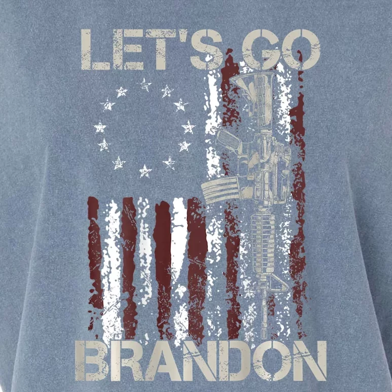 Gun American Flag Patriots Let's Go Brandon Garment-Dyed Women's Muscle Tee