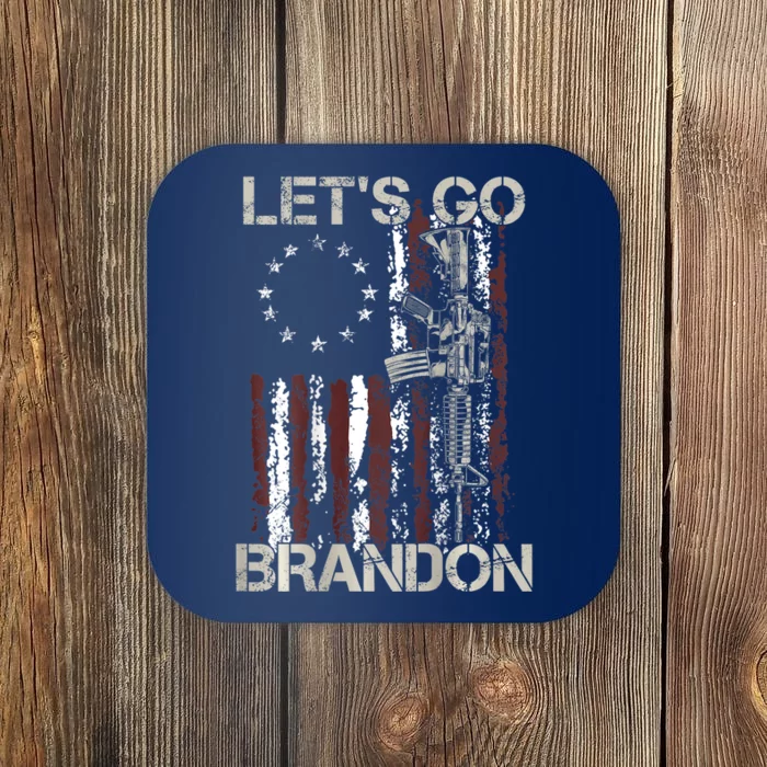 Gun American Flag Patriots Let's Go Brandon Coaster