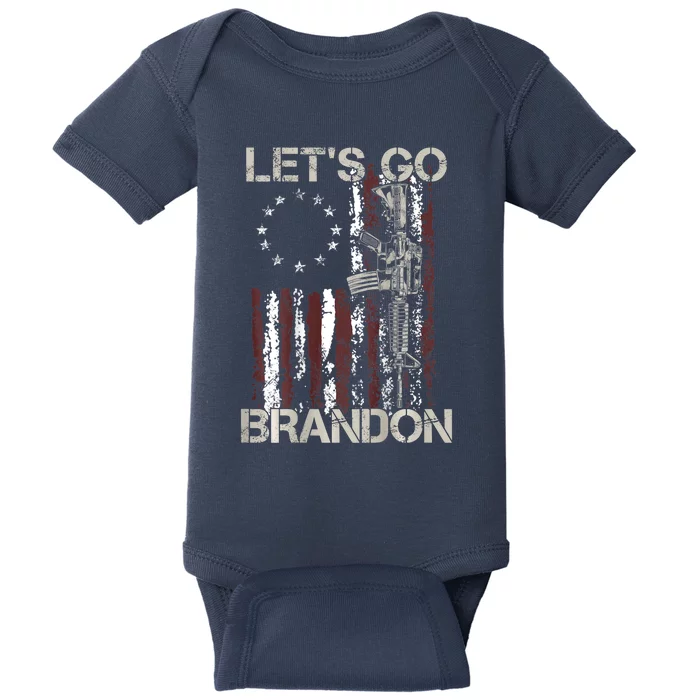 Gun American Flag Patriots Let's Go Brandon Baby Bodysuit