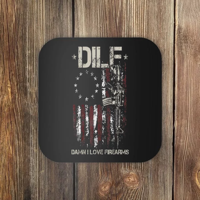 Gun American Flag DILF Damn I Love Firearms Coaster