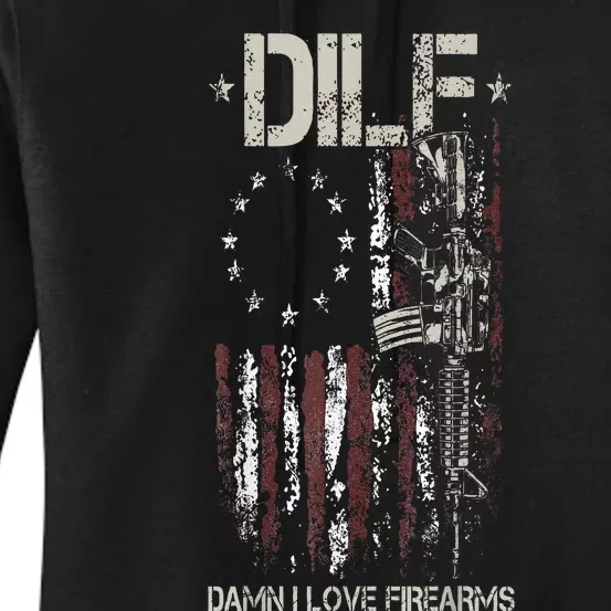 Gun American Flag DILF Damn I Love Firearms Women's Pullover Hoodie