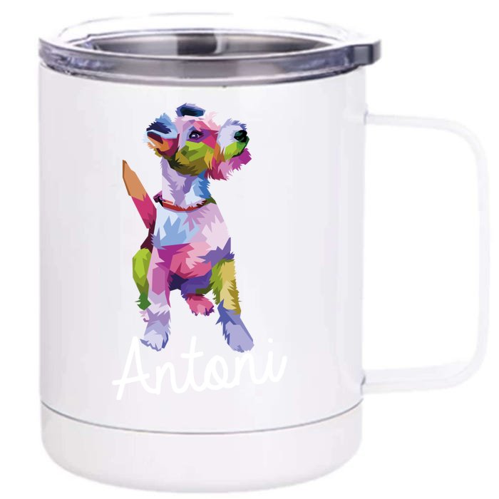 Geometric Animals Fox Terrier Front & Back 12oz Stainless Steel Tumbler Cup