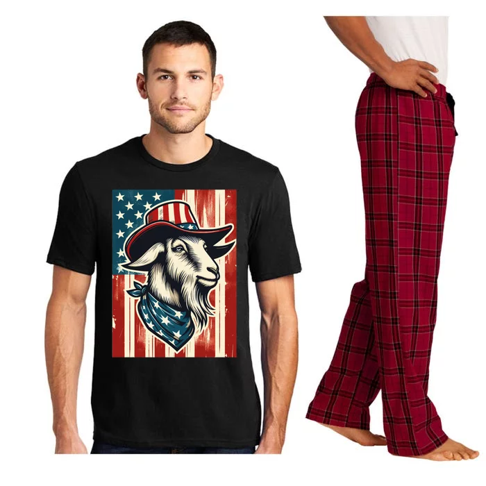 Goat American Farmer Usa Flag 4th Of July Goat Lovers Gift Pajama Set