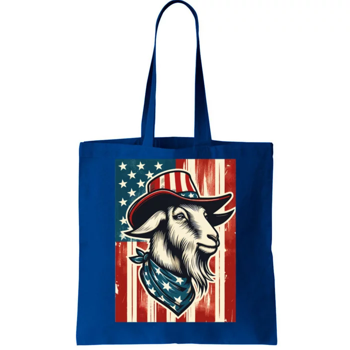 Goat American Farmer Usa Flag 4th Of July Goat Lovers Gift Tote Bag