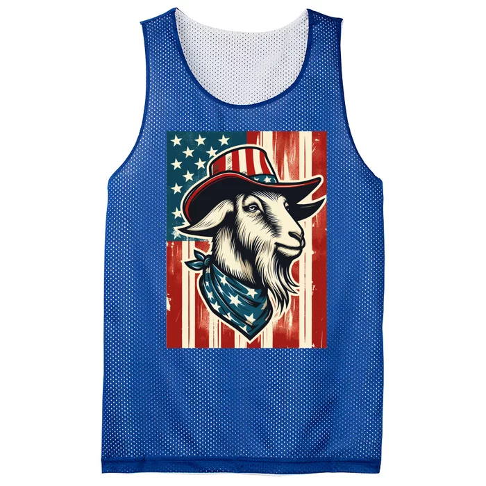 Goat American Farmer Usa Flag 4th Of July Goat Lovers Gift Mesh Reversible Basketball Jersey Tank