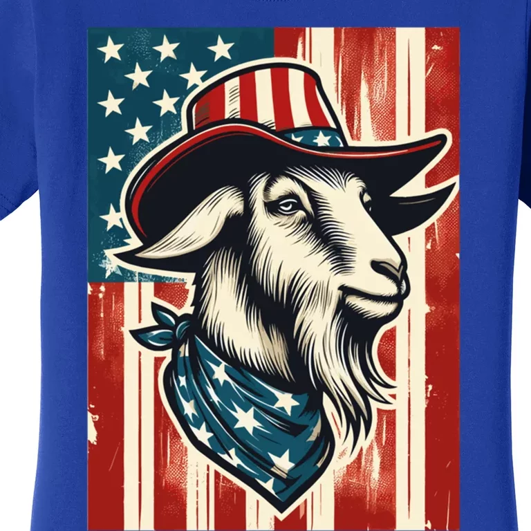 Goat American Farmer Usa Flag 4th Of July Goat Lovers Gift Women's T-Shirt