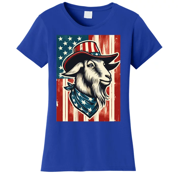 Goat American Farmer Usa Flag 4th Of July Goat Lovers Gift Women's T-Shirt