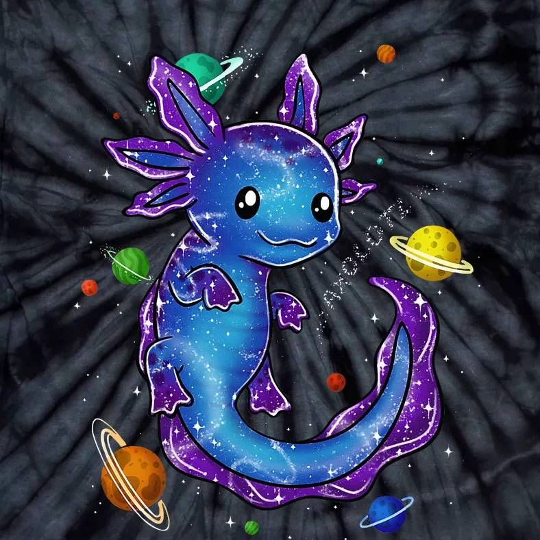 Galaxy Axolotl Funny Goth Space purple blue Japan Tie-Dye T-Shirt