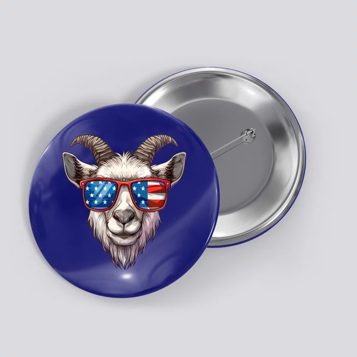 Goat American Flag Funny Goat Lovers Mom Dad 4th Of July Cool Gift Button