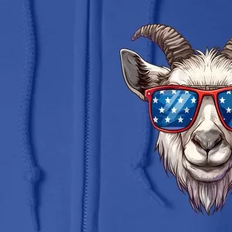 Goat American Flag Funny Goat Lovers Mom Dad 4th Of July Cool Gift Full Zip Hoodie