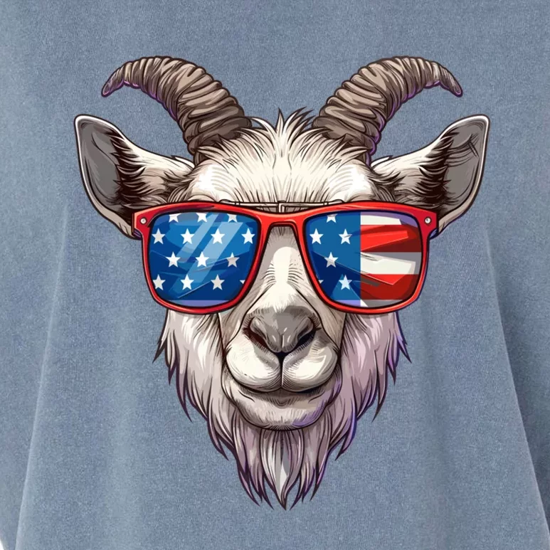 Goat American Flag Funny Goat Lovers Mom Dad 4th Of July Cool Gift Garment-Dyed Women's Muscle Tee