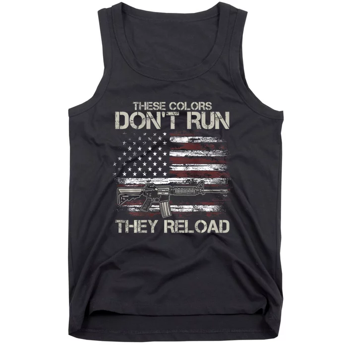 Gun American Flag Colors DonT Run They Reload Tank Top