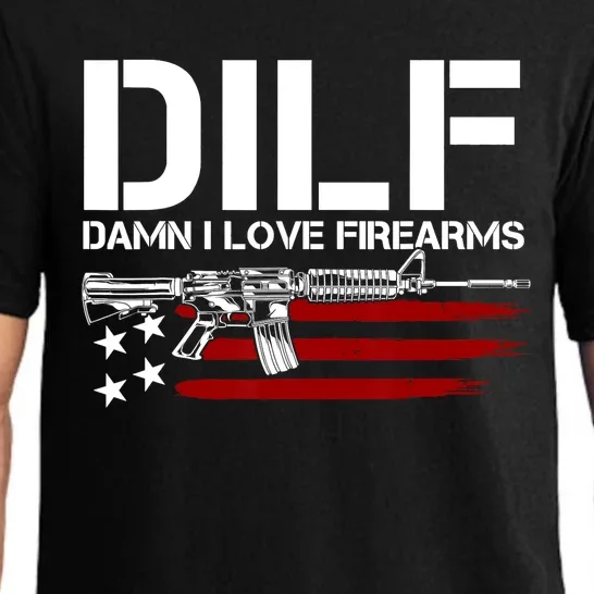 Gun American Flag DILF Damn I Love Firearms US Flag Pajama Set