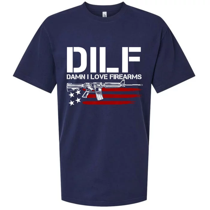 Gun American Flag DILF Damn I Love Firearms US Flag Sueded Cloud Jersey T-Shirt