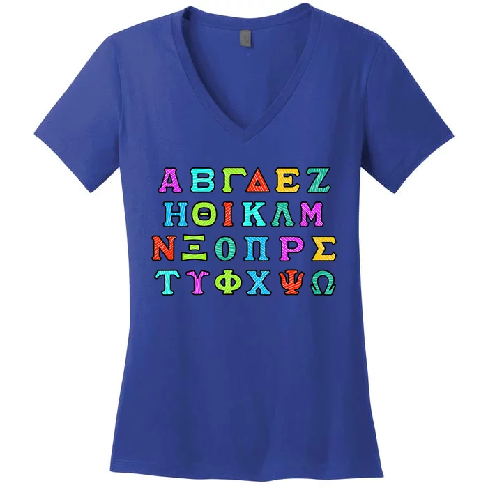 Greek Alphabet For Proud Greece Lover Hellas Ellas Love Women's V-Neck T-Shirt