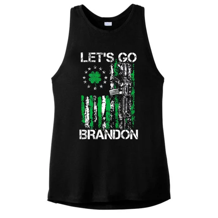 Gun American Flag Patriots LetS Go Brandon St Patricks Day Ladies Tri-Blend Wicking Tank