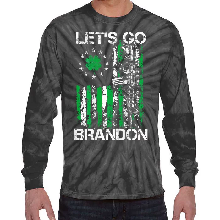 Gun American Flag Patriots LetS Go Brandon St Patricks Day Tie-Dye Long Sleeve Shirt