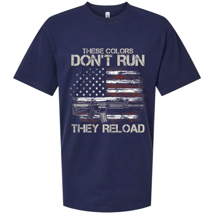 Gun American Flag Colors Don’t Run They Reload Sueded Cloud Jersey T-Shirt