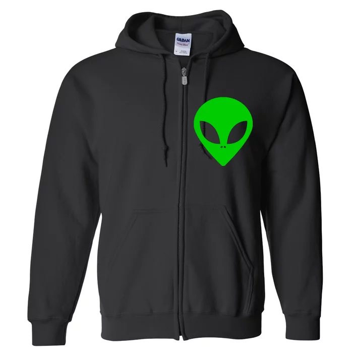 Green Alien Face Green Full Zip Hoodie