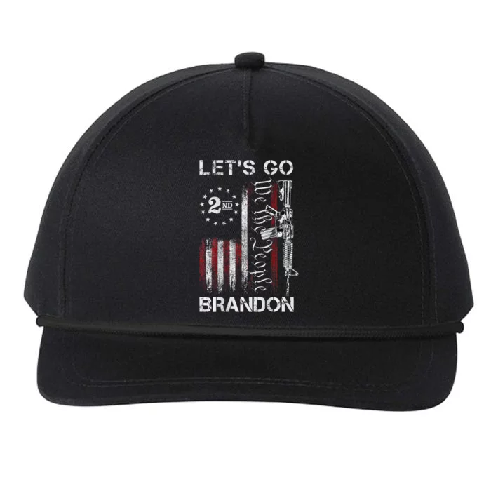 Gun American Flag Patriots Lets Go Brandon Snapback Five-Panel Rope Hat