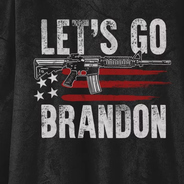 Gun American Flag Patriots Lets Go Brandon (On Back) Hooded Wearable Blanket