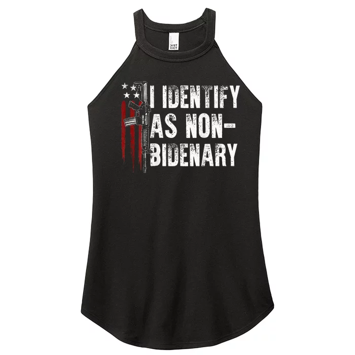 Gun American Flag I Identify As Non Bidenary Women’s Perfect Tri Rocker Tank