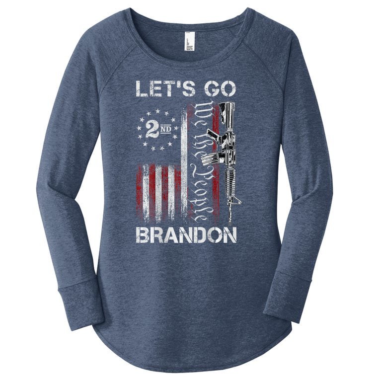 Gun American Flag Patriots Let's Go Brandon Women’s Perfect Tri Tunic Long Sleeve Shirt