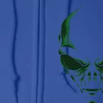 Green Alien Face Halloween Costume Funny Full Zip Hoodie