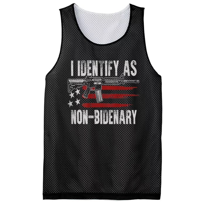 Gun American Flag I Identify As NonBidenary Mesh Reversible Basketball Jersey Tank