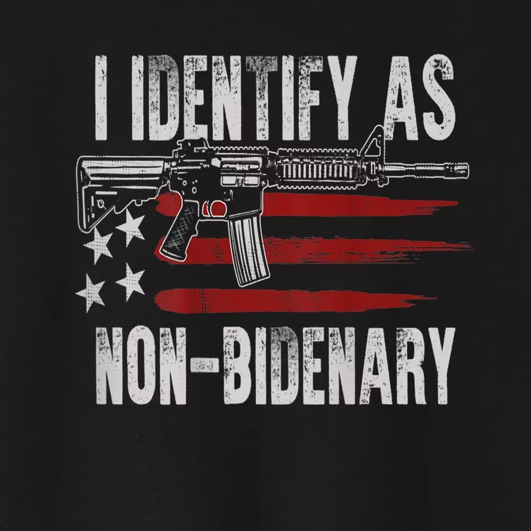 Gun American Flag I Identify As NonBidenary Women's Crop Top Tee