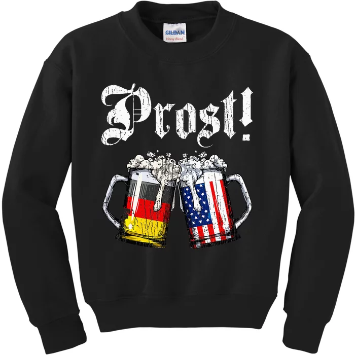 German American Flag Prost Beer Oktoberfest Kids Sweatshirt