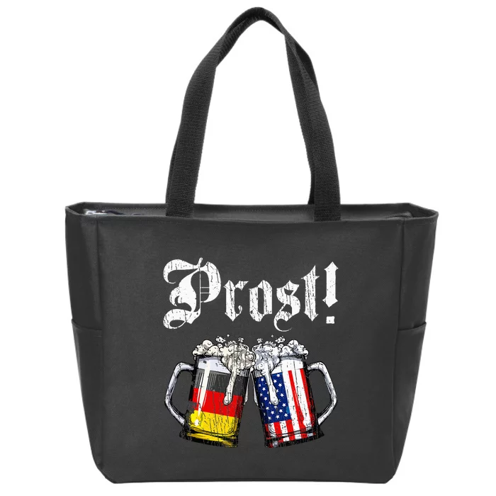 German American Flag Prost Beer Oktoberfest Zip Tote Bag