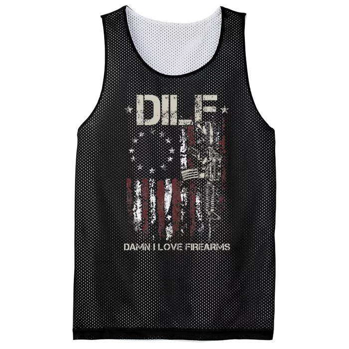 Gun American Flag DILF Damn I Love Firearms Mesh Reversible Basketball Jersey Tank