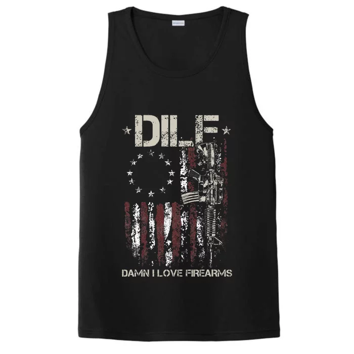 Gun American Flag DILF Damn I Love Firearms Performance Tank