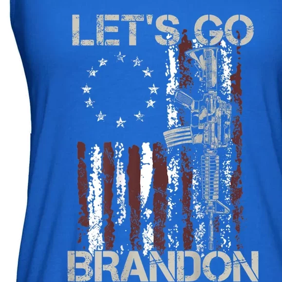 Gun American Flag Patriots LetS Go Brandon Gift Ladies Essential Flowy Tank